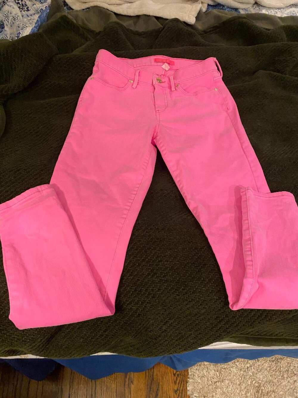 Lilly Pulitzer Pink Skinny Jeans Raw Size 4 Stretch Denim